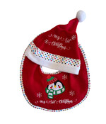 HEM -	Baby Kerstset – Slabbetje & Kerstmuts – My 1st Christmas – Pinguïn met Sjaal – Rood/Wit