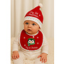 HEM HEM -	Baby Set – Slabbetje + Kerstmuts – “My 1st Christmas” – Pinguïn met Sjaal – Rood/Wit