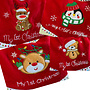 HEM HEM -	Baby Set – Slabbetje + Kerstmuts – “My 1st Christmas” – Pinguïn met Sjaal – Rood/Wit