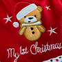 HEM HEM - Baby Set – Slabbetje + Kerstmuts – “My 1st Christmas” – Teddybeer – Rood/Wit