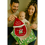 HEM HEM -	Baby Set – Slabbetje + Kerstmuts – “My 1st Christmas” – Pinguïn met Sjaal – Rood/Wit