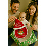 HEM HEM - Baby Set – Slabbetje + Kerstmuts – “My 1st Christmas” – Rendiergezicht – Rood/Wit