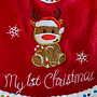 HEM HEM - Baby Set – Slabbetje + Kerstmuts – “My 1st Christmas” – Rendier met Candy Cane – Rood/Wit