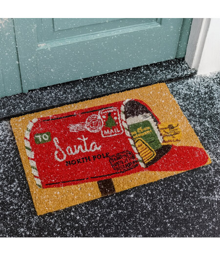 HEM HEM - Kerst Deurmat 40x60 cm – Kokosmat – Mailbox  Santa Northpole – Anti-Slip – Kerstdecoratie voor Binnen en Buiten - Deurmat Kerst - Kerstversiering