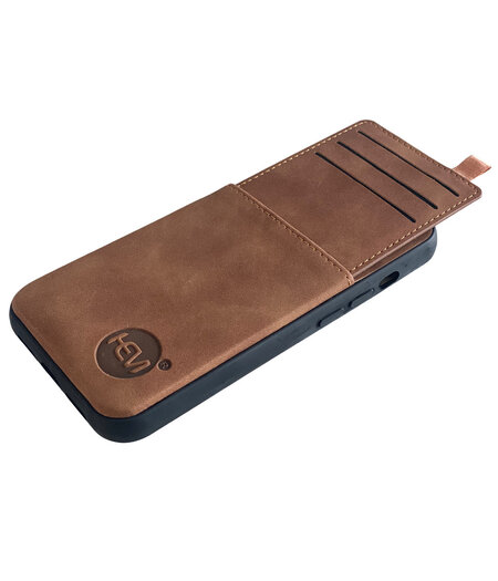 HEM HEM Luxe Silky Brown Back Cover - iPhone 17 Hoes - Bruin Telefoonhoesje met Pasjeshouder voor 3 Kaarten - iPhone 17 Case