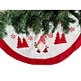 HEM HEM Kerstboom Rok – Ø 90 cm – Wit/Rood – Met Gnoom Opdruk – Christmas Tree Skirt – Fleece Boomkleed – Kerstdecoratie Rondom Kerstboom