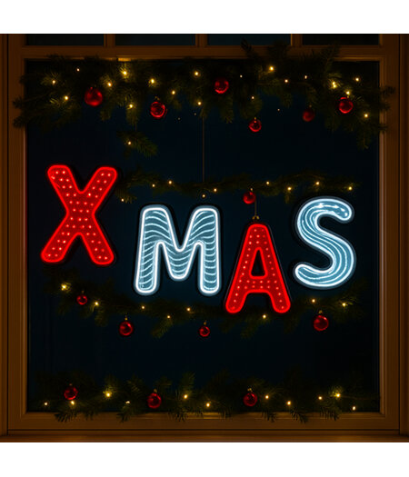 HEM HEM Infinity Kerstverlichting - LED Lichtletters XMAS - Spiegel Effect - Multicolor - Kerstdecoratie Binnen - Inclusief Opbergzak - Infinity letters XMAS