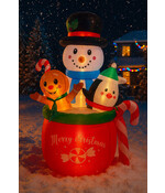 HEM Opblaasbare Kerstbeker 183 cm – Met Sneeuwpop, Gingerbread & Pinguïn – LED Verlichting – Inclusief Blower, Touwen & Opbergzak – Waterdicht Polyester – Voor Binnen & Buiten