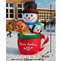 HEM HEM Opblaasbare Kerstbeker 183 cm – Met Sneeuwpop, Gingerbread & Pinguïn – LED Verlichting – Inclusief Blower, Touwen & Opbergzak – Waterdicht Polyester – Voor Binnen & Buiten