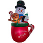 HEM HEM Opblaasbare Kerstbeker 183 cm – Met Sneeuwpop, Gingerbread & Pinguïn – LED Verlichting – Inclusief Blower, Touwen & Opbergzak – Waterdicht Polyester – Voor Binnen & Buiten