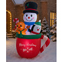 HEM HEM Opblaasbare Kerstbeker 183 cm – Met Sneeuwpop, Gingerbread & Pinguïn – LED Verlichting – Inclusief Blower, Touwen & Opbergzak – Waterdicht Polyester – Voor Binnen & Buiten