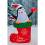 HEM HEM Opblaasbare Kerstdecoratie Pinguïn in Kerstsok – 178 cm Hoog – Met LED Verlichting -  Inclusief Blower, Touwen & Opbergzak – Waterdicht Polyester – Voor Binnen & Buiten