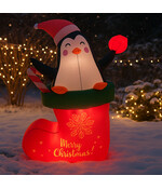 HEM Opblaasbare Kerstdecoratie Pinguïn in Kerstsok – 178 cm Hoog – Met LED Verlichting -  Inclusief Blower, Touwen & Opbergzak – Waterdicht Polyester – Voor Binnen & Buiten