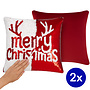 HEM HEM Kerstkussenhoes 40x4HEM Kerstkussens Set van 2 – Inclusief Vulling – 40x40 cm – Pailletten Rood/Wit – Omkeerbaar – Fluwelen Achterkant Rood – Kerstkussens Bank of Bed0 cm – Merry Christmas – Pailletten Rood/Wit – Omkeerbaar – Met Fluwelen Achterkant