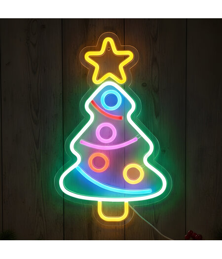 HEM HEM LED Neon Kerstboom – Kerstverlichting Wandlamp – Groen/Roze/Blauw/Oranje/Geel – Binnen – Neon Light Decoratie – Inclusief Opbergzak