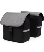 CUHOC Dubbele Fietstas 40L 600d - Waterdicht - Grijs/Zwart - 2x20L - Stevig Kliksysteem - Fietstassen Elektrische Fietsen - Reflecterende Strepen