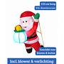 HEM HEM Kerstman op ladder met Rugzak Opblaasbaar 122 cm – LED Verlichting – Inclusief Blower & Ladder – Waterdicht Polyester – Voor Binnen & Buiten  met opbergzak