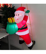 HEM Kerstman op ladder met Rugzak Opblaasbaar 122 cm – LED Verlichting – Inclusief Blower & Ladder – Waterdicht Polyester – Voor Binnen & Buiten  met opbergzak