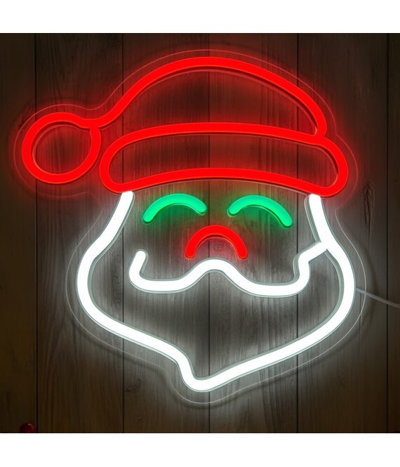 HEM HEM LED Neon Kerstman met puntige baard– Kerstverlichting Wandlamp – Oranje/Rood/Wit – Binnen – Neon Kerstverlichting – Inclusief Opbergzak