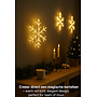 HEM HEM LED Sneeuwvlok Lichtgordijn – 112 LED – Warm Wit – 8 Functies – Timer 6u/18u – 200x60 cm – Batterij – Kerstverlichting Binnen  en beschut buiten (IP44) – Sneeuwvlokken Raamverlichting met opbergzak