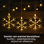 HEM HEM LED Sneeuwvlok Lichtgordijn – 112 LED – Warm Wit – 8 Functies – Timer 6u/18u – 200x60 cm – Batterij – Kerstverlichting Binnen  en beschut buiten (IP44) – Sneeuwvlokken Raamverlichting met opbergzak