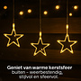 HEM HEM LED Kerstster Lichtgordijn – 100 LED – Warm Wit – 8 Functies – Timer 6u/18u – 200x60 cm – Batterij – Kerstverlichting Binnen  en beschut buiten (IP44) – Kerstster Raamverlichting met opbergzak
