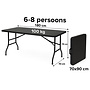 HEM HEM Vouwtafel Inklapbaar 180x70 Zwart – Buffettafel – Klaptafel – Campingtafel -  100 kg Belastbaar – 9,5 kg - Met Rode HEM Topper
