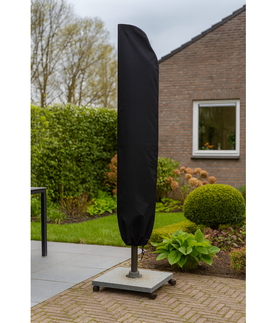 CUHOC (Zweef) Parasolhoes 280 cm / Beschermhoes Parasol / Afdekhoes Parasol met rits en stok Zwart / 280x81x30x45