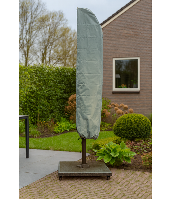 CUHOC Diamond topkwaliteit waterdichte parasolhoes voor zweefboogparasol - 265x50x70x40 cm - Zilvergrijs met Rits, Stok, Trekkoord & Stopper
