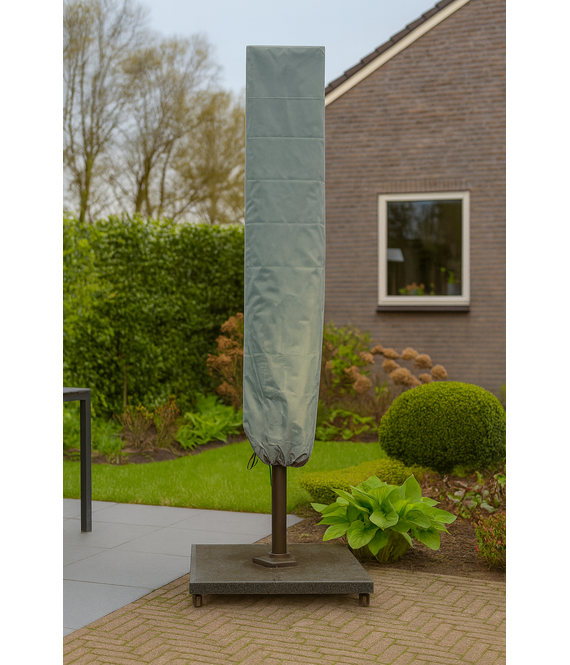 CUHOC Diamond topkwaliteit parasolhoes staande hoes parasol - 175x28x50 cm - met Rits, Stok en Trekkoord incl. Stopper - Zilvergrijze Parasolhoes waterdicht
