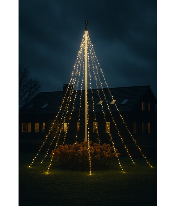 HEM LED Vlaggenmast verlichting - 120 LED- Warm Wit - 2 meter hoog - met HEM opbergzak ZONDER VLAGGENMAST! - Makkelijk te gebruiken voor Kerstboomverlichting.