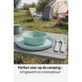 HEM HEM 24-delig Serviesset 6 Persoons – Groen Kunststof – Picknickset – BPA-vrij & Vaatwasserbestendig – 6x Bord, 6x Kom, 6x Vork, 6x Lepel – Lichtgewicht Plastic Servies – Met HEM Opbergzak