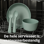HEM HEM 24-delig Serviesset 6 Persoons – Groen Kunststof – Picknickset – BPA-vrij & Vaatwasserbestendig – 6x Bord, 6x Kom, 6x Vork, 6x Lepel – Lichtgewicht Plastic Servies – Met HEM Opbergzak