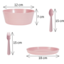HEM HEM 24-delig Serviesset 6 Persoons – Roze Kunststof – Picknickset – BPA-vrij & Vaatwasserbestendig – 6x Bord, 6x Kom, 6x Vork, 6x Lepel – Lichtgewicht Plastic Servies – Met HEM Opbergzak