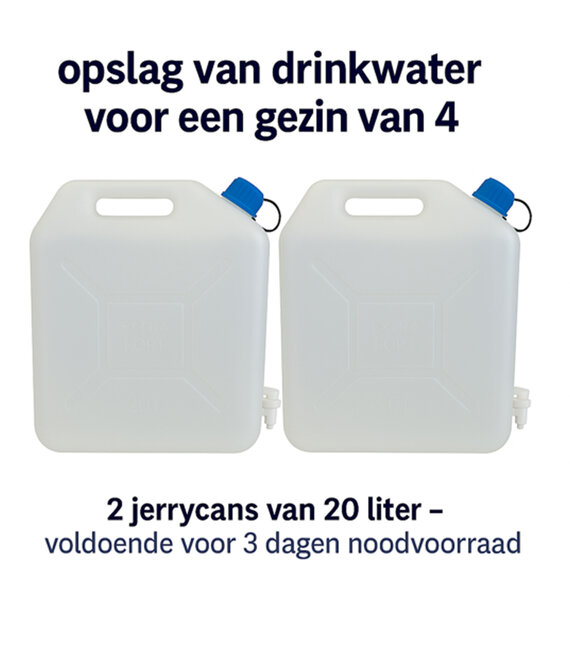 HEM HEM Jerrycan Water 20L – Set van 2 – BPA-vrij – Met Schenkkraan – Stevige Watercontainer voor Camping, Caravan, Outdoor & Noodvoorraad