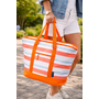 CUHOC HEM Koeltas 24 Liter Strandtas Oranje – Grote Koeltas met Rits, Koelvoering en Voorvak – Strand, Picknick & Boodschappen