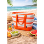 CUHOC CUHOC Koeltas 24 Liter Strandtas Oranje – Grote Koeltas met Rits, Koelvoering en Voorvak – Strand, Picknick & Boodschappen