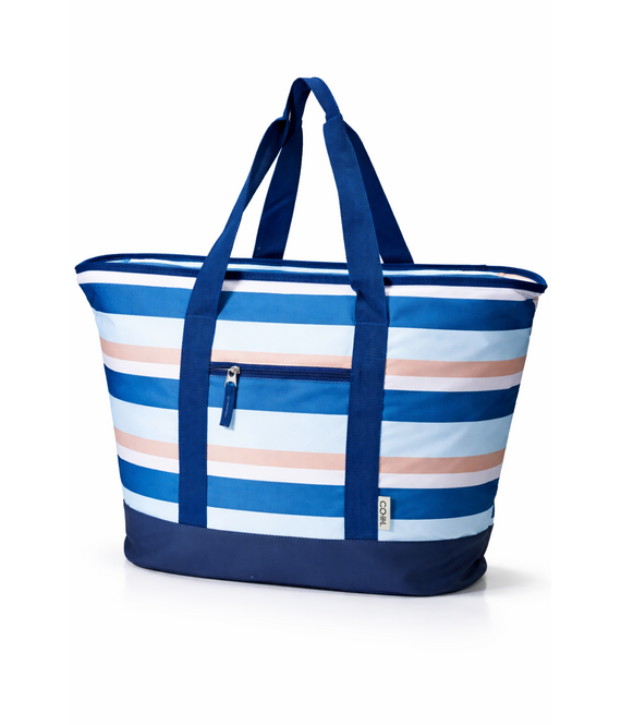 CUHOC HEM Koeltas 24 Liter Strandtas Blauw – Grote Geïsoleerde Koeltas met Koelvak, Rits, PEVA Koelvoering – Voor Strand, Picknick & Boodschappen