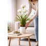 HEM HEM Kunstplant Agapanthus Wit 80 cm in witte pot – Nepplant voor binnen – Realistische kunstbloemen