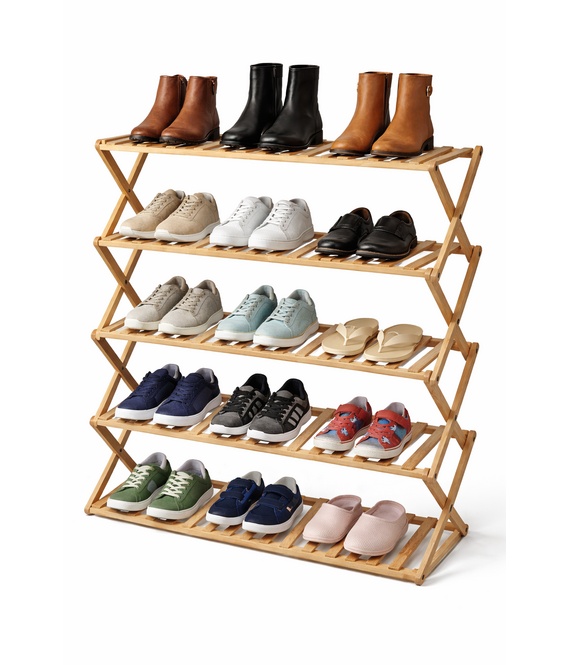 HEM HEM Houten Schoenenrek Van Bamboe – 5 Lagen – Opvouwbaar, Smal En Ruimtebesparend
