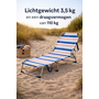 HEM HEM Strandligbed Opvouwbaar – Aluminium Ligstoel – Verstelbare Rugleuning 3 Standen – Lichtgewicht Outdoor Strandbed – Streeppatroon Blauw/Wit/Roze