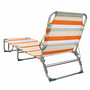 HEM HEM Strandligbed Opvouwbaar – Aluminium Ligstoel – Verstelbare Rugleuning 3 Standen – Lichtgewicht Outdoor Strandbed – Streeppatroon Oranje/Ecru/Grijs