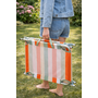 HEM HEM Strandligbed Opvouwbaar – Aluminium Ligstoel – Verstelbare Rugleuning 3 Standen – Lichtgewicht Outdoor Strandbed – Streeppatroon Oranje/Ecru/Grijs