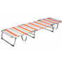 HEM HEM 2x Strandligbed Opvouwbaar – Aluminium Ligstoel – Verstelbare Rugleuning 3 Standen – Lichtgewicht Outdoor Strandbed – Streeppatroon Oranje/Ecru/Grijs
