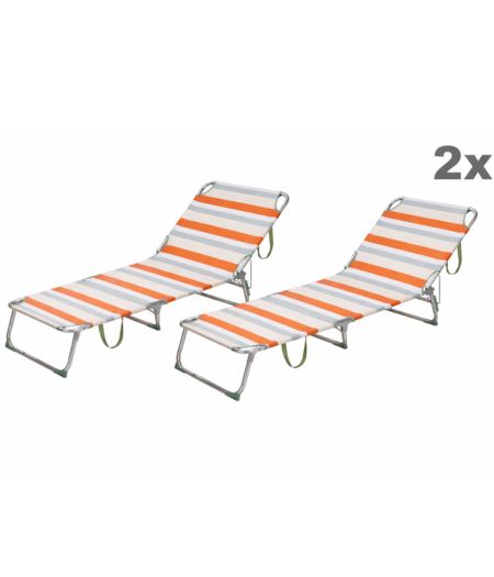 HEM HEM 2x Strandligbed Opvouwbaar Oranje/Ecru/Grijs