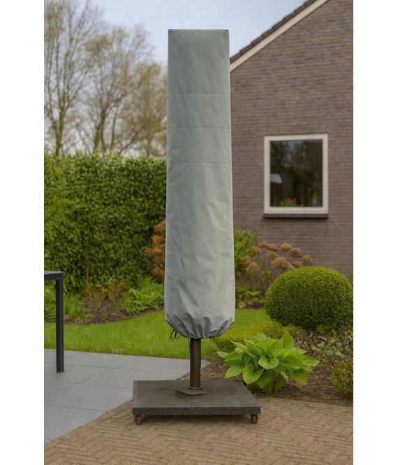 CUHOC Diamond topkwaliteit parasolhoes voor (zweef) parasol - 230x50x57 cm - met Rits, Stok en Trekkoord incl. Stopper - Zilvergrijze parasolhoes waterdicht