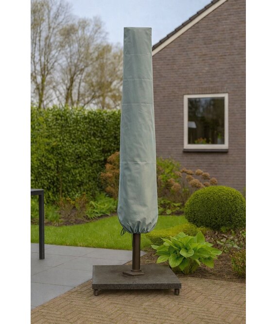 CUHOC Diamond topkwaliteit parasolhoes staande hoes parasol - 175x28x50 cm - met Rits, Stok en Trekkoord incl. Stopper - Zilvergrijze Parasolhoes waterdicht