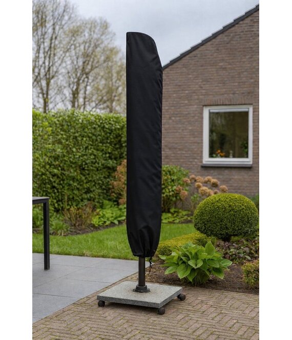 CUHOC CUHOC (Zweef) Parasolhoes 205 cm / Beschermhoes Boogparasol / Afdekhoes Boogparasol met rits en stok Zwart / 205x57x40x25 cm
