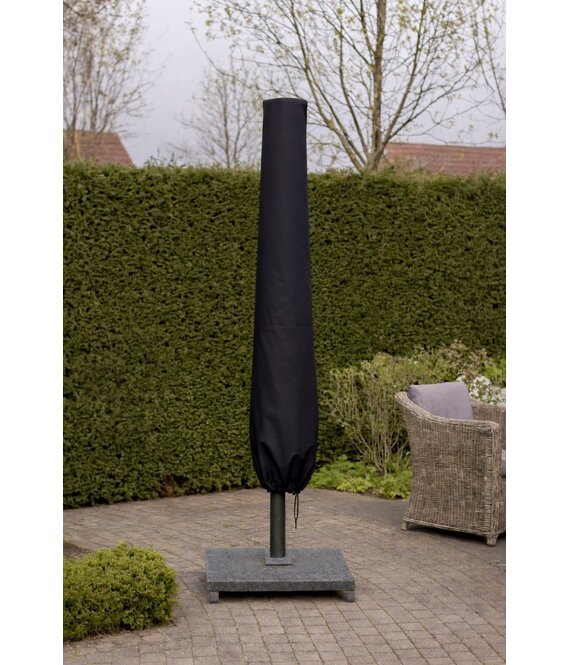 CUHOC Redlabel parasolhoes staande parasol - 140x19x32 cm - met Rits, Stok en Trekkoord incl. Stopper - Zwarte Parasolhoes -ø 2 meter - ▀ 1,5x1,5
