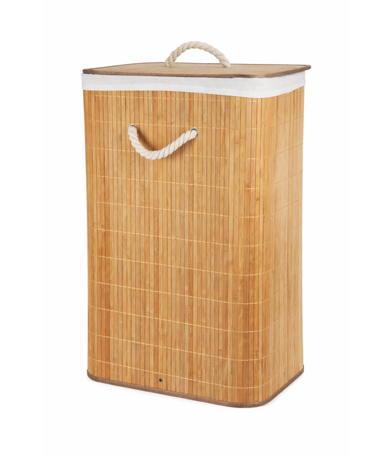 HEM HEM Wasmand Bamboe Opvouwbaar 60L – Wasbox Met Deksel En Waszak – Wasmand Badkamer Slaapkamer – Naturel Houtlook